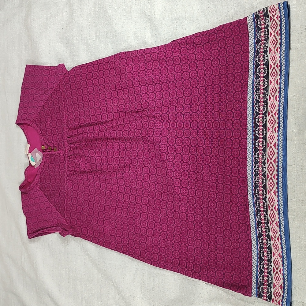 Pink Roxy Girl Patterned Cotton Polyester Blend Short Sleeve Casual Size 16Y
